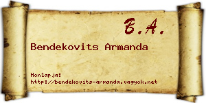 Bendekovits Armanda névjegykártya
